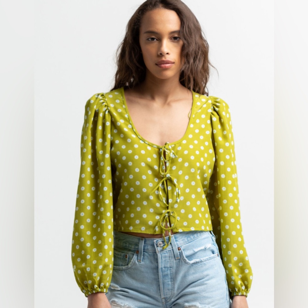 Green Tie Front Levi’s Top